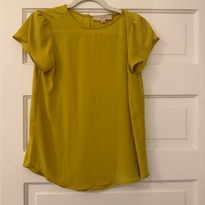 LOFT Chartreuse Short Sleeve Blouse